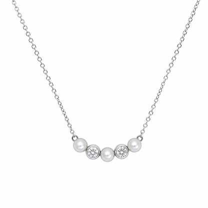 Eleganza Braut Halskette mit Perlen und Zirkonia