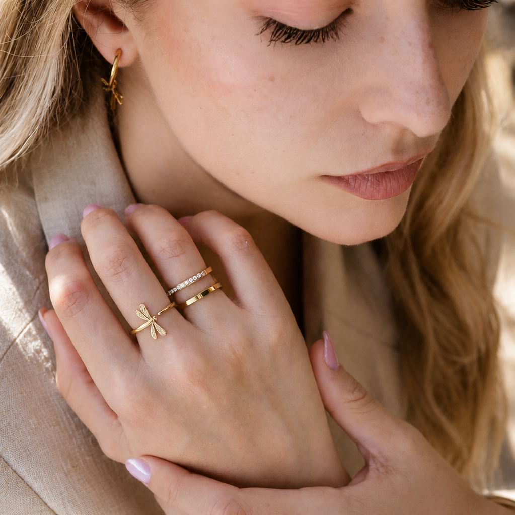 Libellen Ring gold