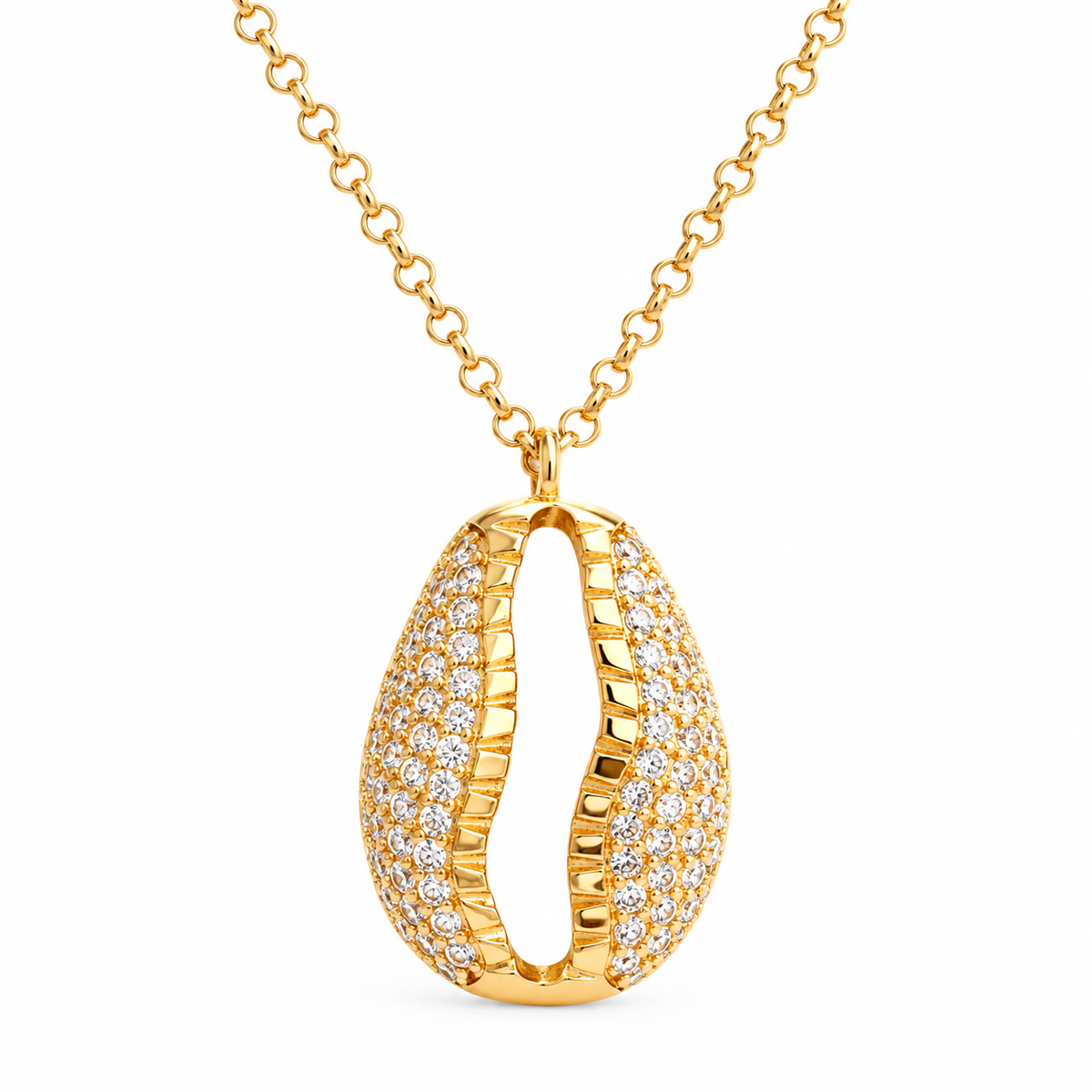 Conchiglia Halskette aus 925 Sterling Silber mit 18K Vergoldung und Zirkonia-Muschel