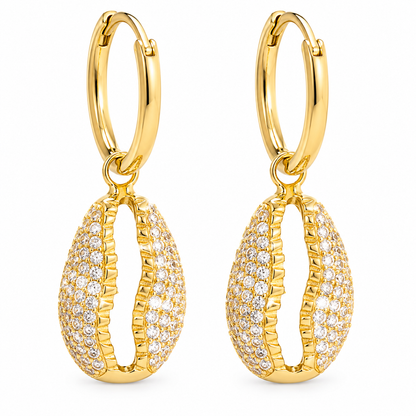 Conchiglia Ohrringe aus 925 Sterling Silber mit 18K Vergoldung und Zirkonia-Muschel