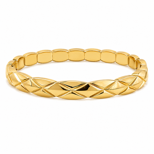 Cuscino Armreif Gold mit geometrischer Rhombenstruktur – GAVERO