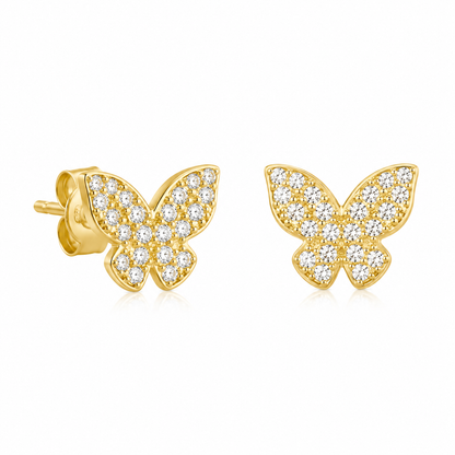 Incantevole Schmetterling Ohrstecker Gold mit Zirkonia