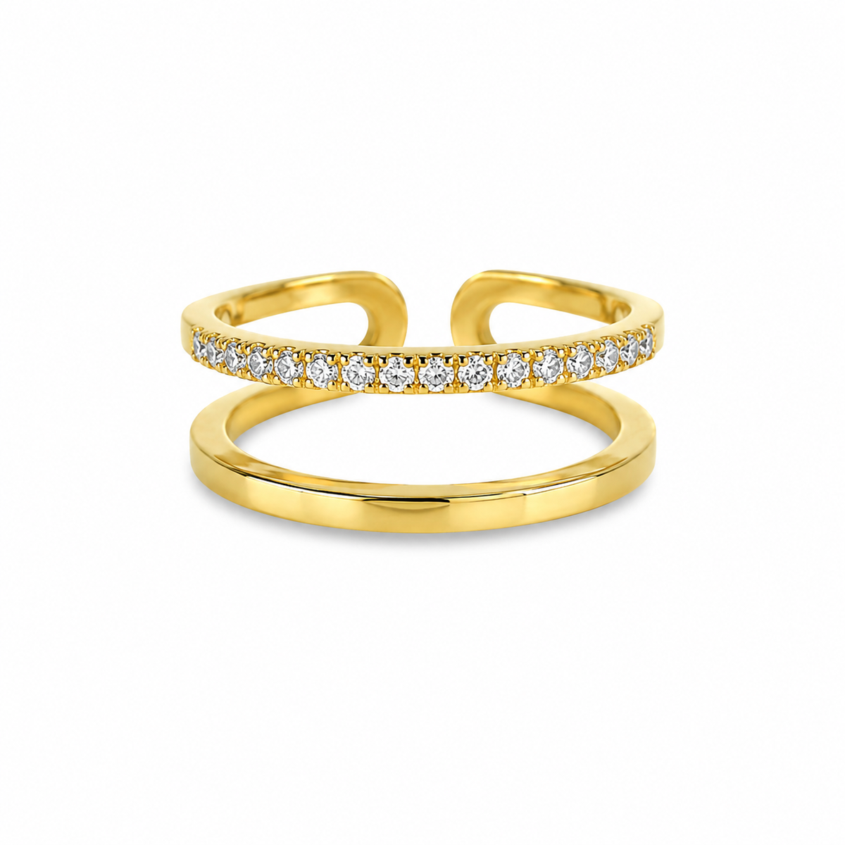 Spirale Ring Gold mit Zirkonia – Doppelband
