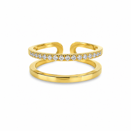 Spirale Ring Gold mit Zirkonia – Doppelband
